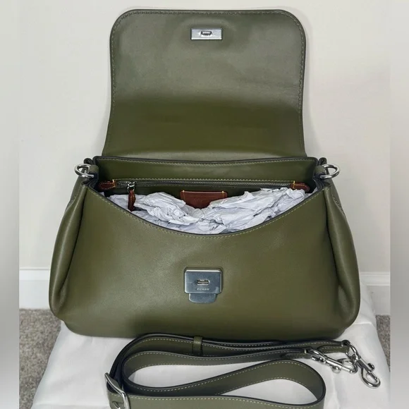 Coach Slouchy Rogue Top Handle Bag in Olive Green & Silver CCC39 Authenticated - Picture 11 of 13